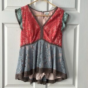 Sundance Vintage Days Lace Peplum Top